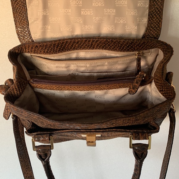 Michael Kors suede snake print to a brown handbag - Picture 8 of 9